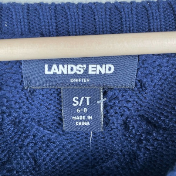 NEW Lands End Drifter Sweater Navy Blue Gradient Cable Knit Size S Tall - Picture 4 of 9
